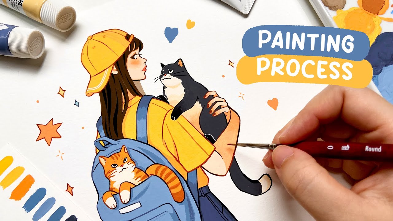 🐱 Holbein Acryla Gouache Illustration 