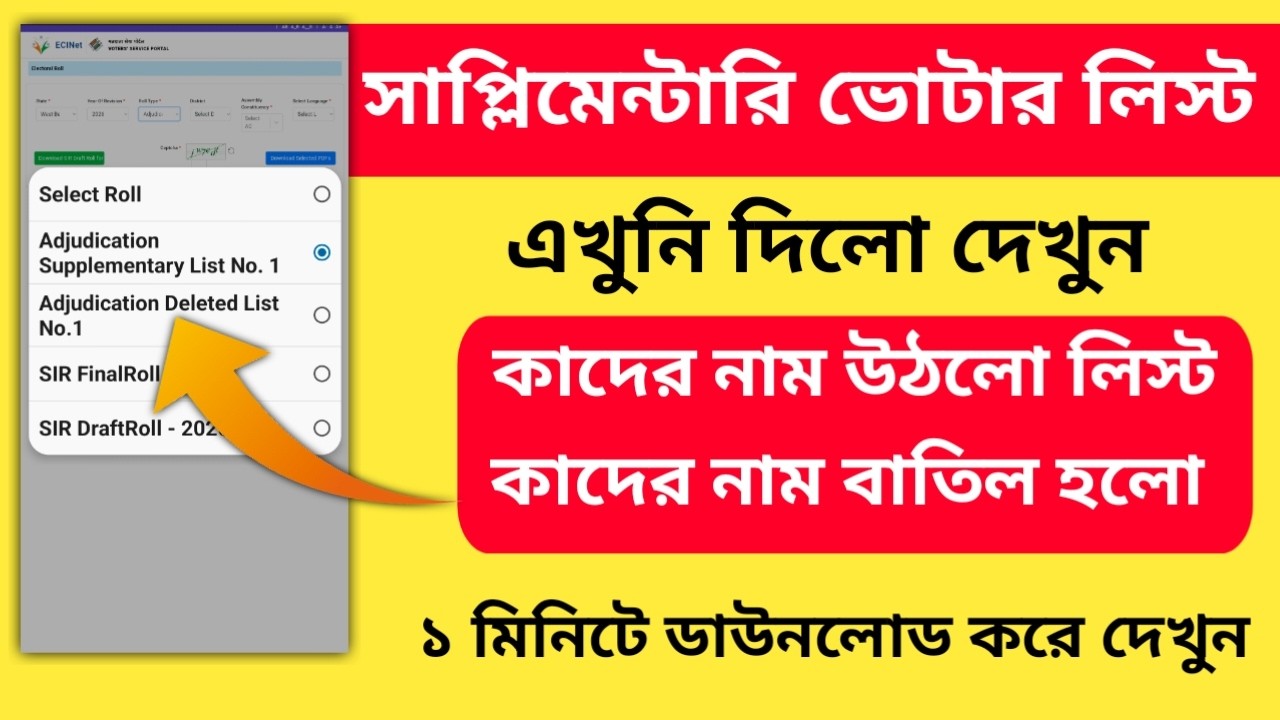 Supplementary Voter List Download.SIR Supplementary Voter List Online Check.Supplementary Voter List