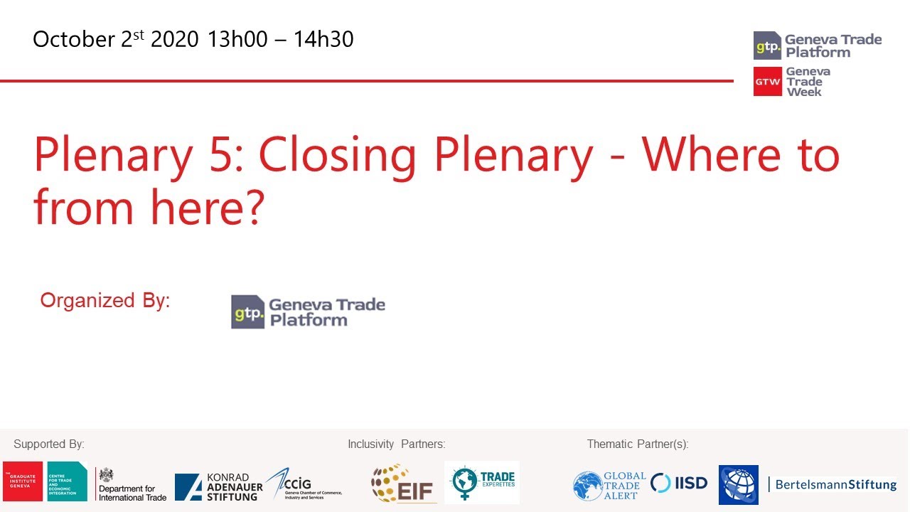 Closing Plenary - Where to from here? (Plenary 5)