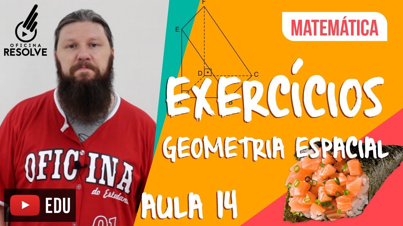 Exercícios de geometria espacial: cone, pirâmide, cilindro e esfera.