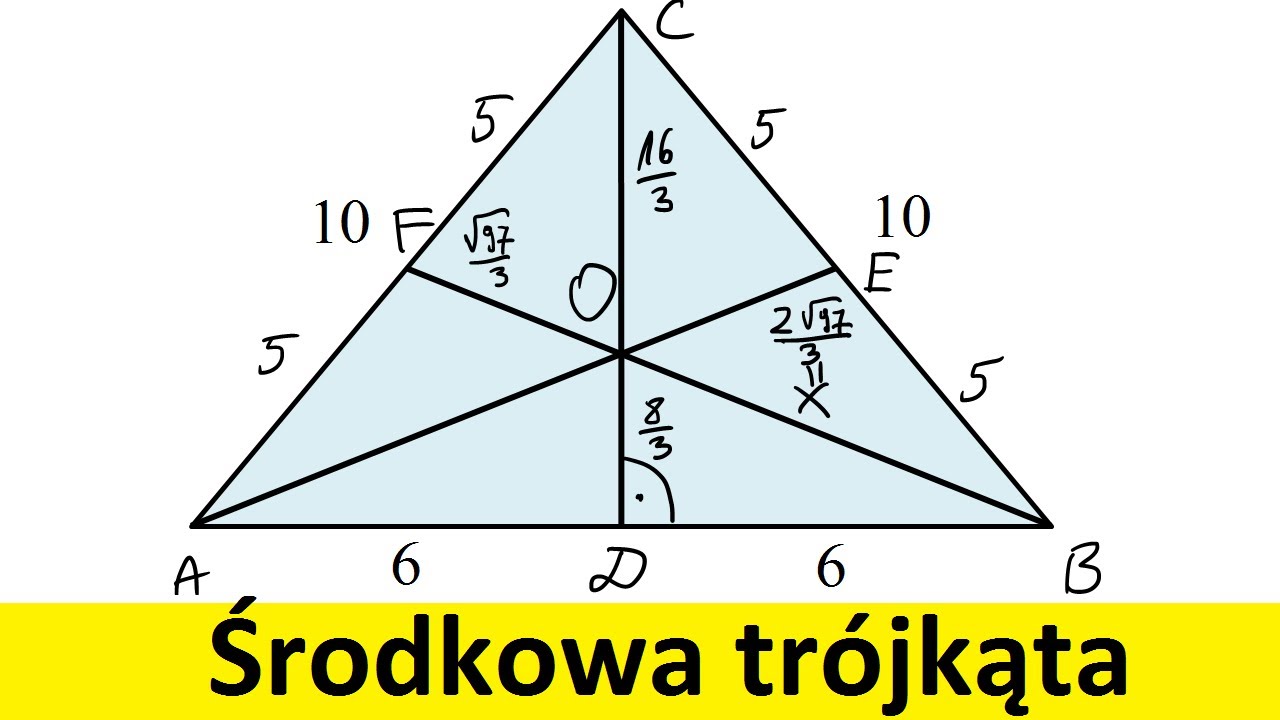 Środkowa trójkąta i jej własności | MatFiz24.PL