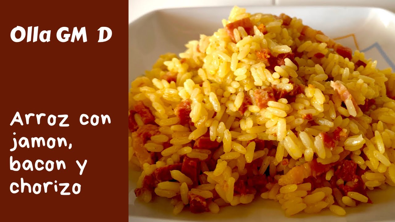 Arroz rápido con jamón, bacon y chorizo en Olla GM D!!