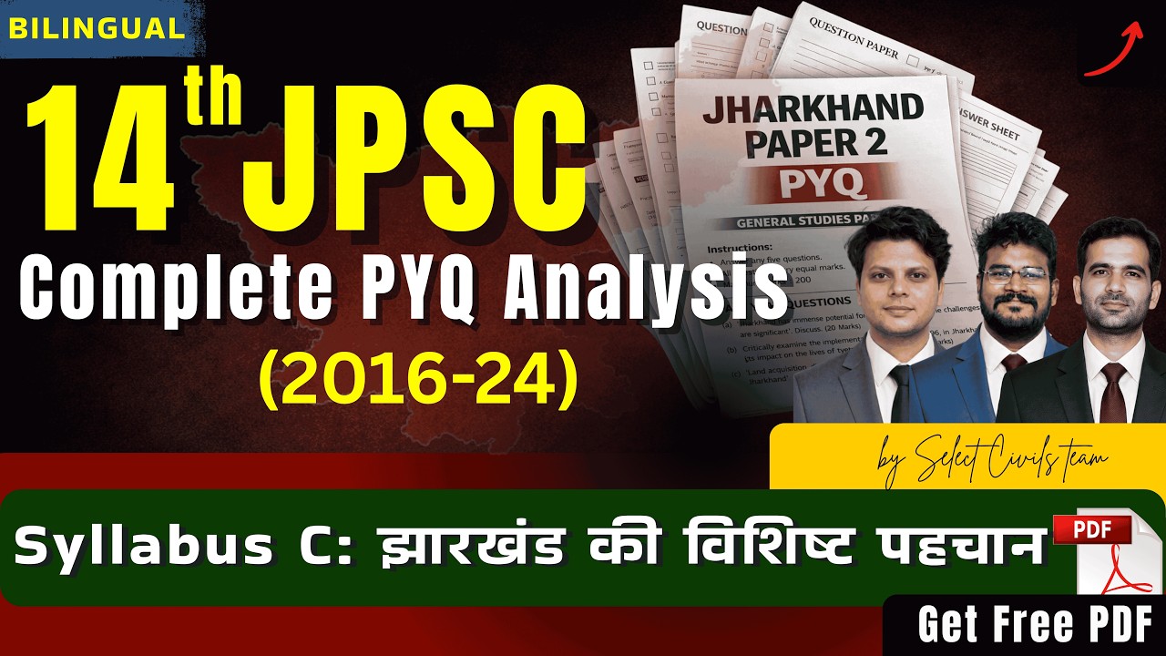 14th JPSC: PYQ Analysis | Jharkhand GK(Paper-2)(2016–24) | Syllabus C- Jharkhand ki vishist pehchaan