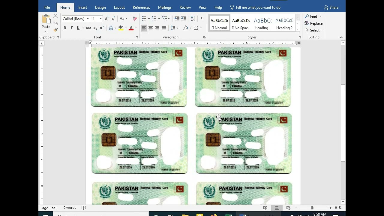 How to print cnic both sides using Ms word | CNIC Setting in MS Word | Easy method of printing CNIC