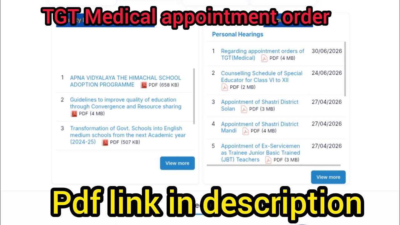 Appointment orders of TGT(Medical) 