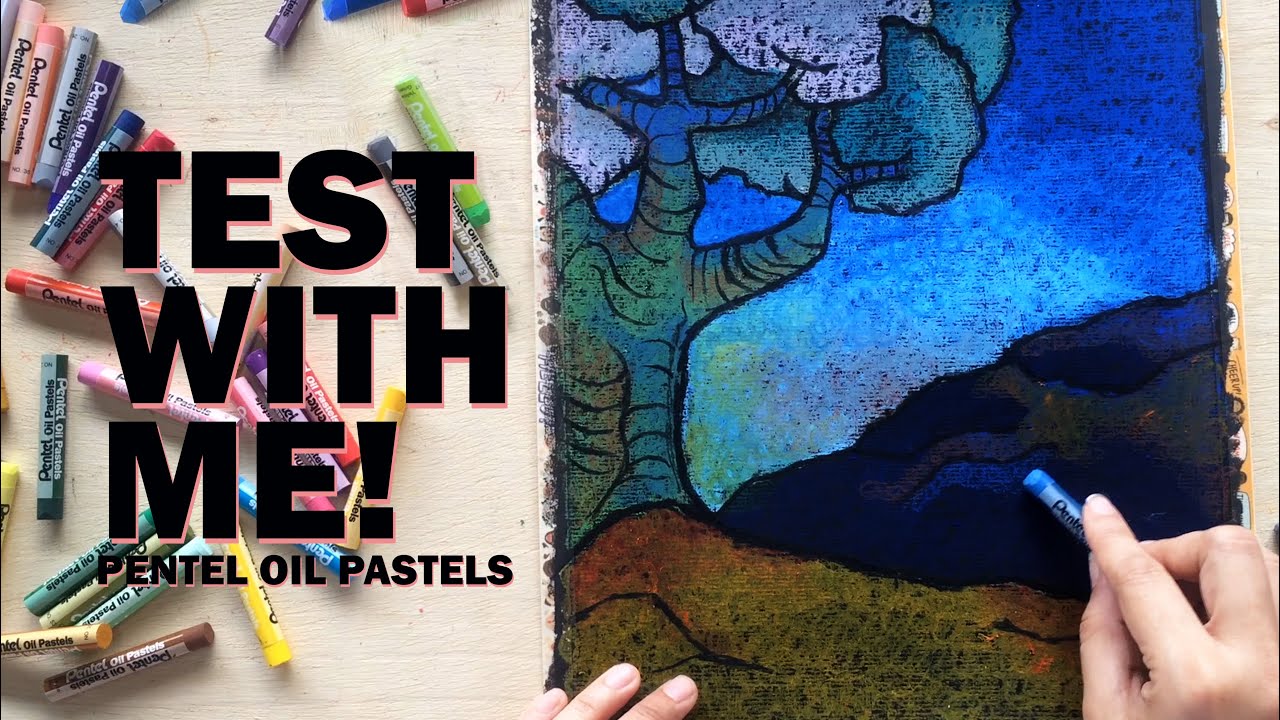 Testing Oil Pastel Pentel 50 colors 🎨 Landscape 🎨 Unboxing