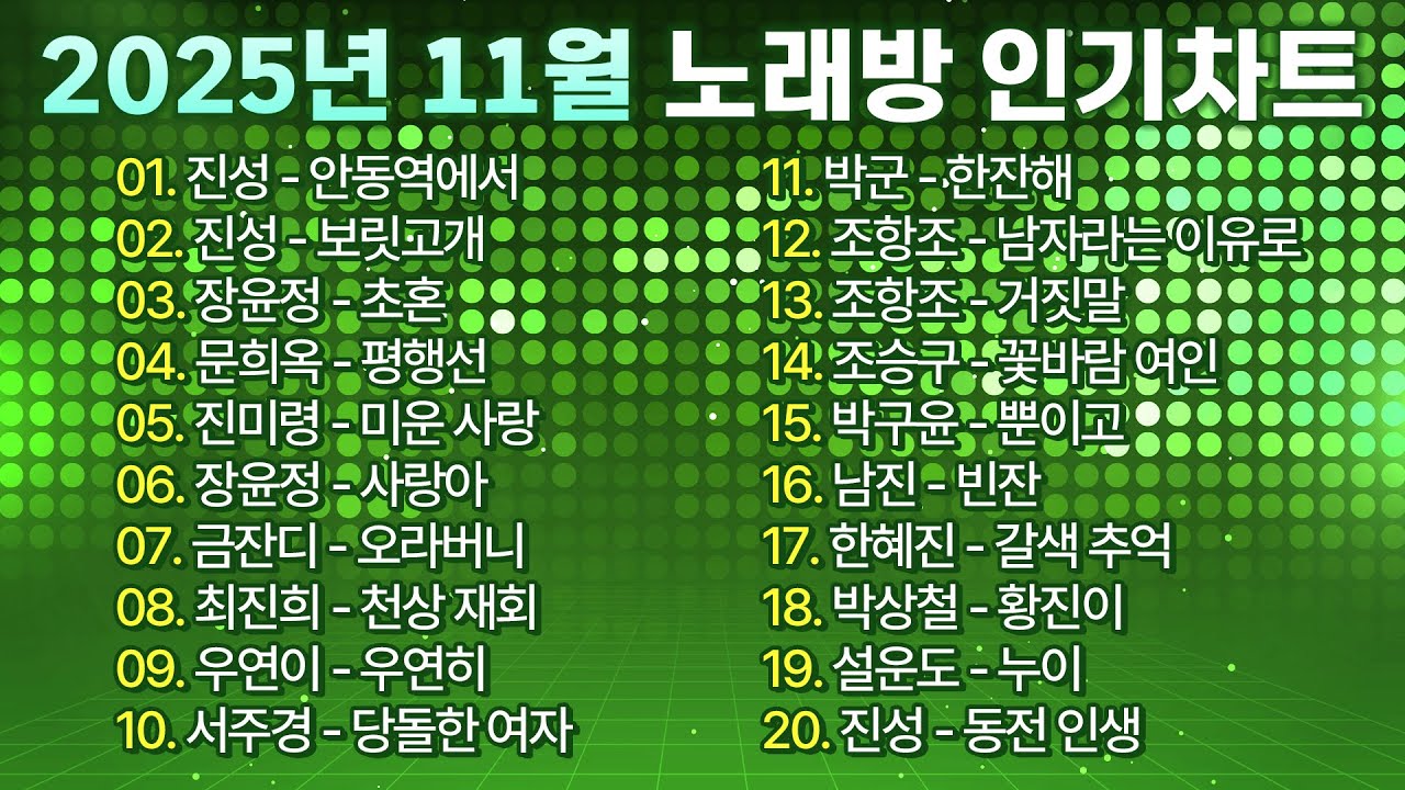 2025년 11월 노래방 인기차트 TOP 100! I 계속 들어도 질리지 않는 트로트메들리, 인기트로트, 트로트애창곡
