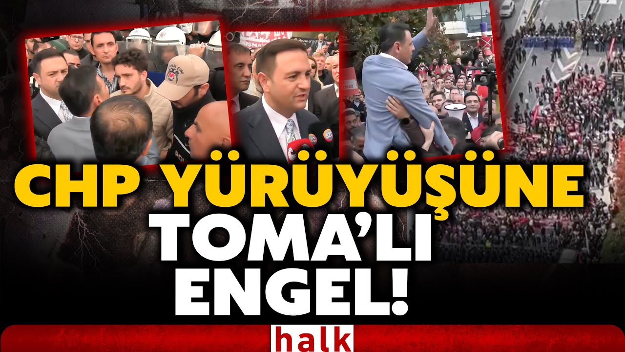 CHP'nin TRT y&uuml;r&uuml;y&uuml;ş&uuml;ne polis engeli! Polis ablukaya aldı! İstanbul'da sıcak dakikalar!