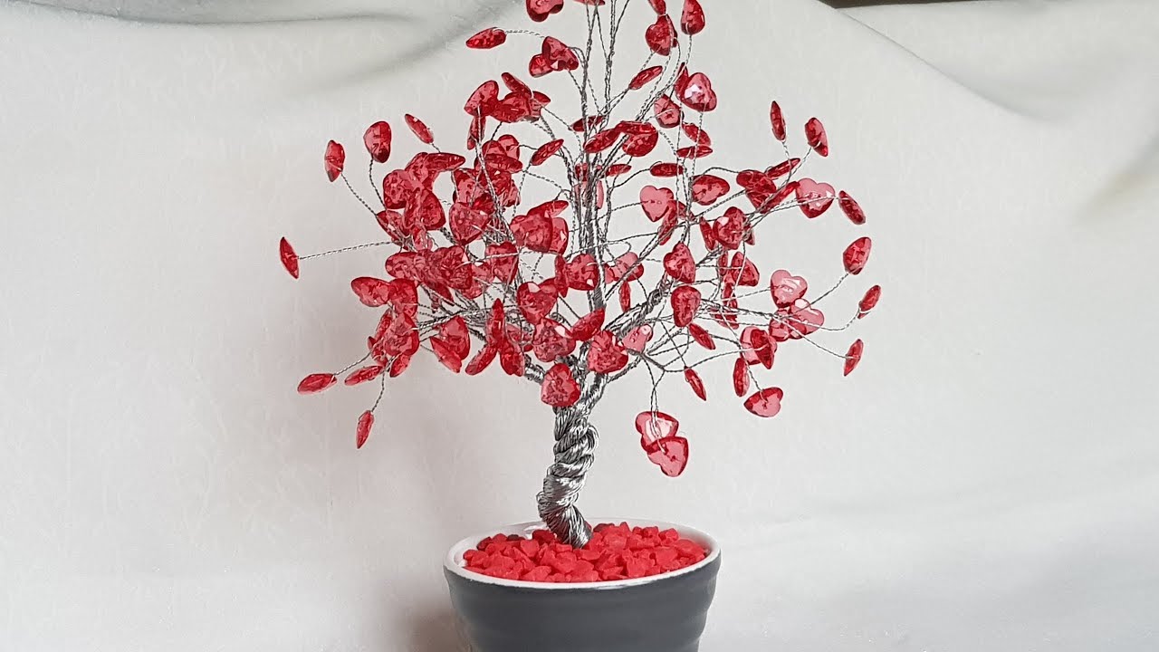 Kalp Düğmelerle Tel Ağaç Yapımı - DIY Wiretree of Love