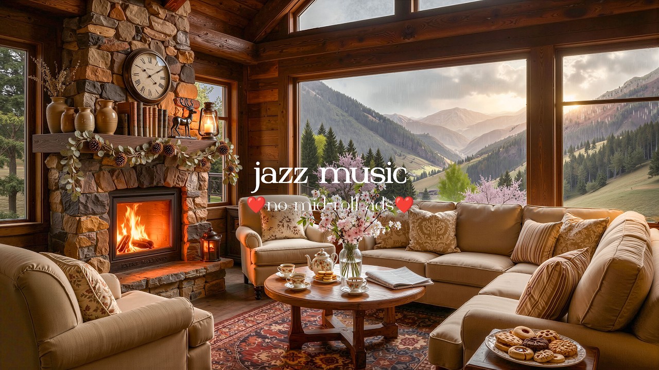 🌷 Calm Coffee Shop Ambience for Productivity – Cozy Spring Jazz (NO MID-ROLL ADS) ☕🎷