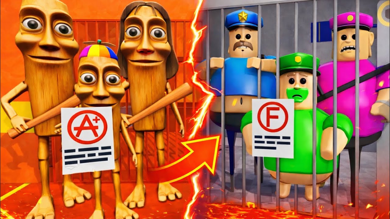 POLICE FAMILY VS GHOST BARRY'S PRISON RUN! ROBLOX New Scary Obby (#Roblox) 