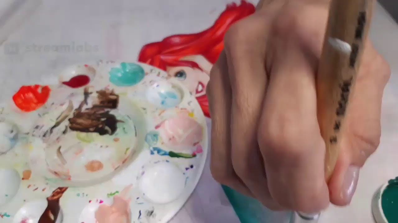Sirenita ariel/pintura en tela/2