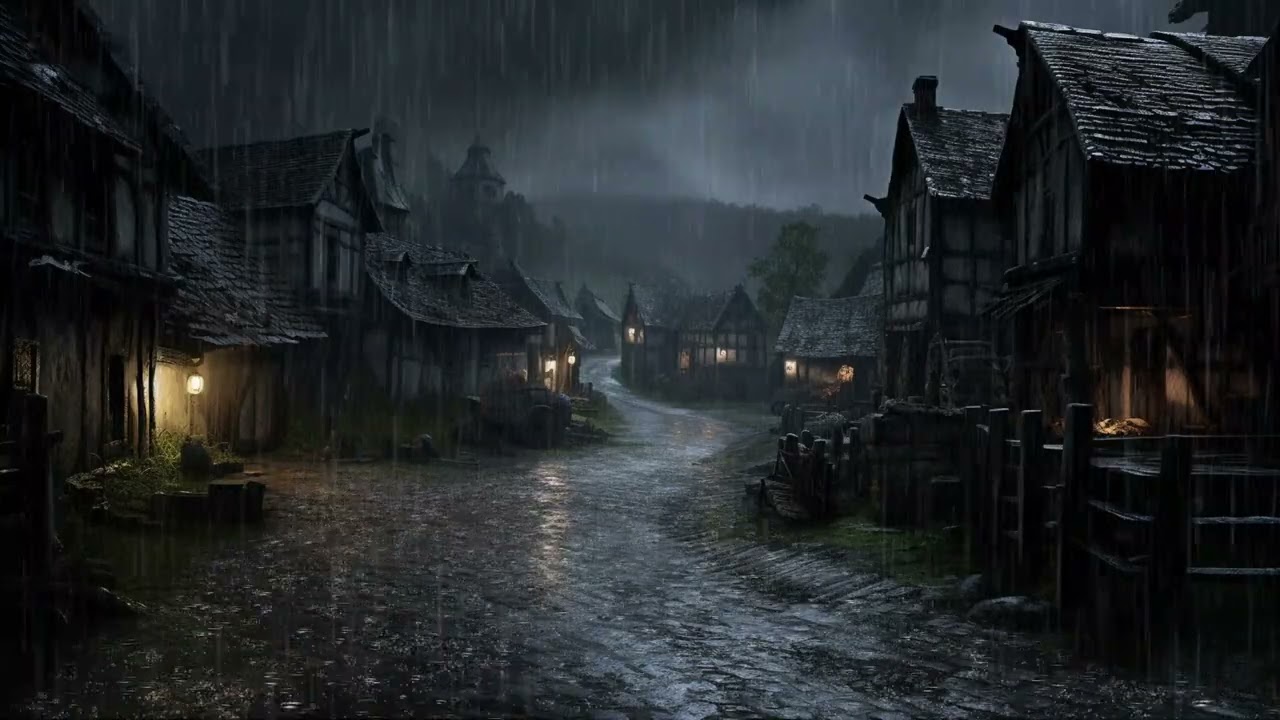 Soothing Medieval Rain Ambience 🌧️ Rain & Thunder Sounds For Sleeping Asmr White Noise For Sleep