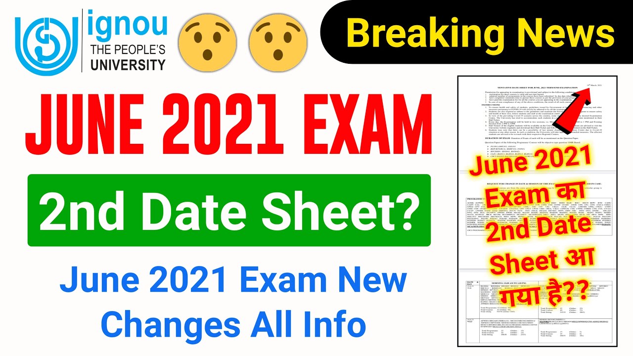{Breaking News} IGnou Released 2nd Date Sheet For June 2021 Term-end Examination? | June Exam Update