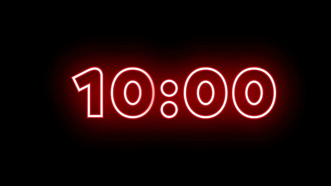 10 Minute Timer | Red Neon Countdown | No Music | Timecraft