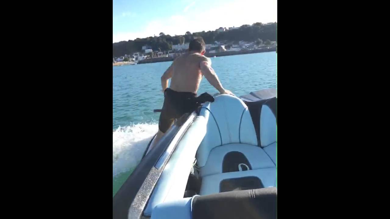 Runaway jet ski danger averted by heroic action of wakeboarder