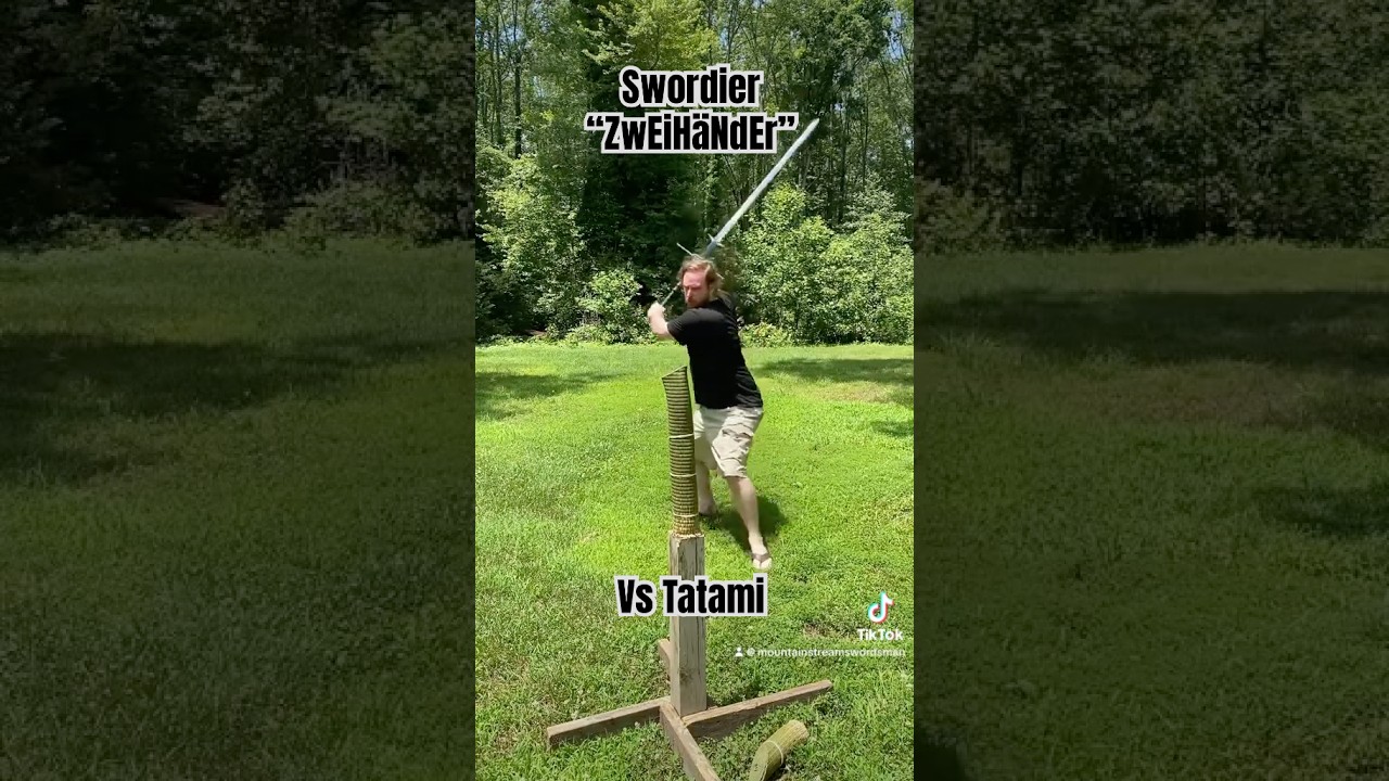 Cutting tatami with Swordier&rsquo;s budget greatsword. #sword #hema #montante #greatsword #zweihander