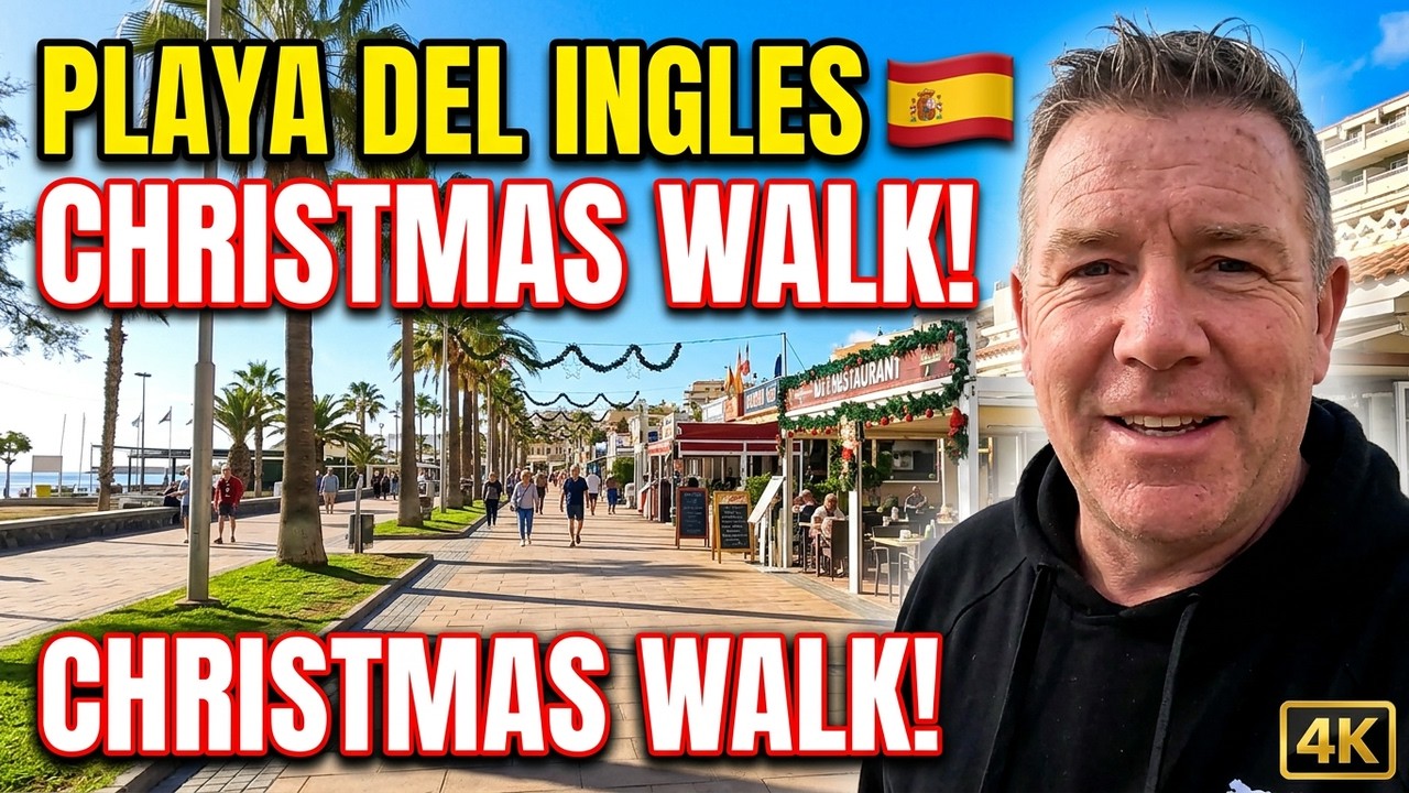 Playa del Ingles 🇪🇸 Christmas Walking Tour 4K