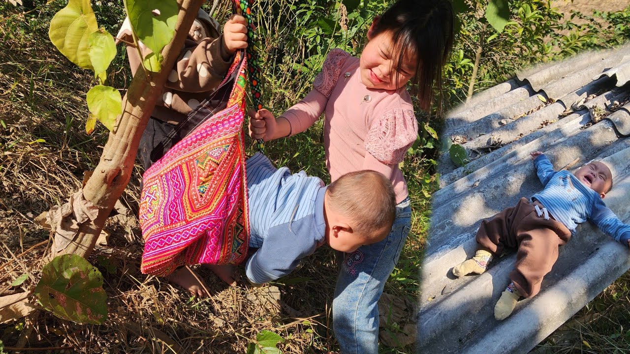 Single mother found some crabs to feed her three children to get through the day.