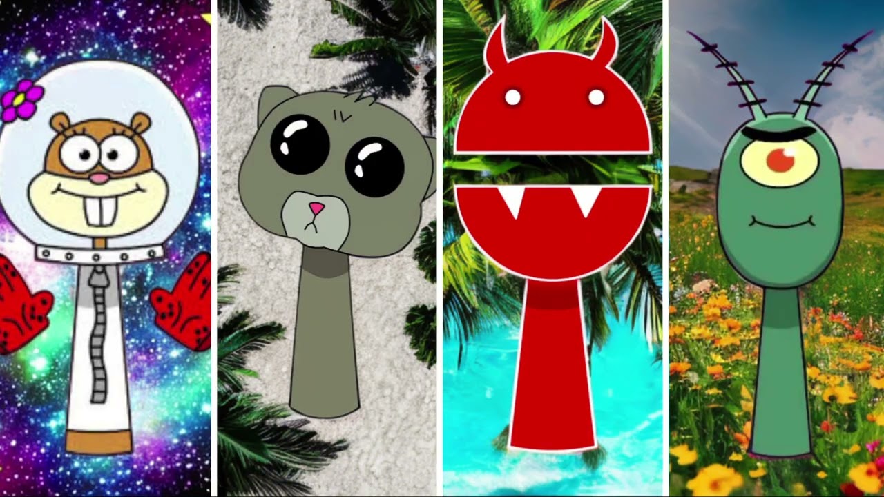 “Sprunki OC Android vs Sad Hamster vs Gary vs Sandy Cheeks vs Plankton 🔥 Tiles Hop