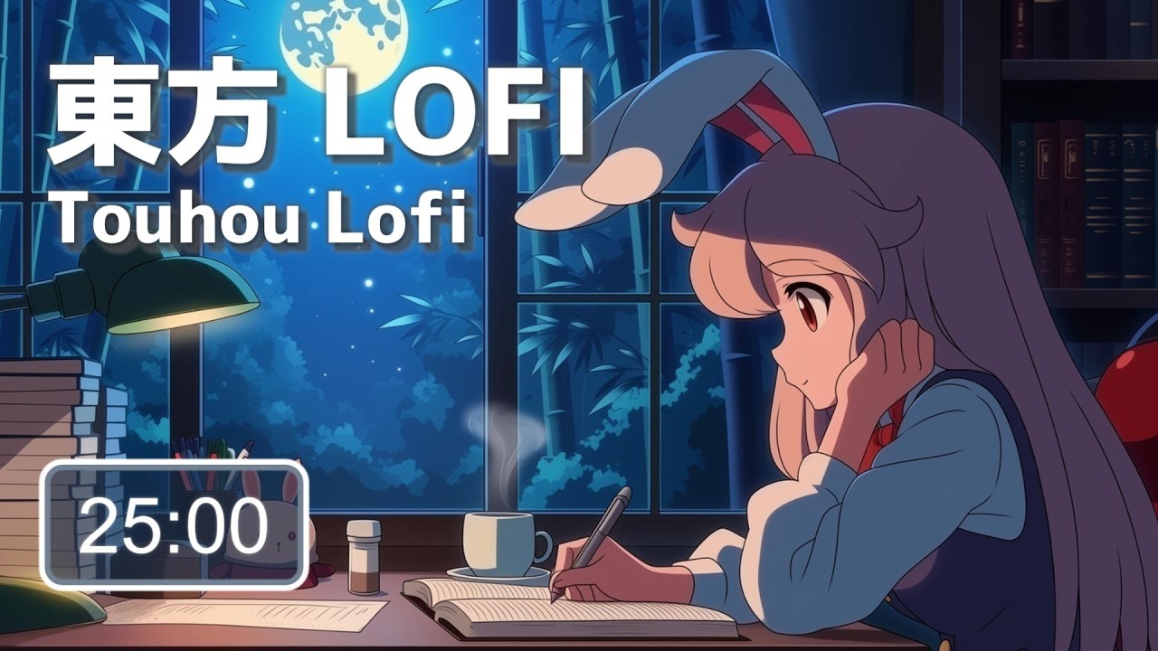 【東方LoFi】イナバと永遠亭で勉強｜シンデレラケージ 狂気の瞳 アレンジ｜Rose Piano Lo-fi Cover (25min) | Touhou Lo-fi | Reisen