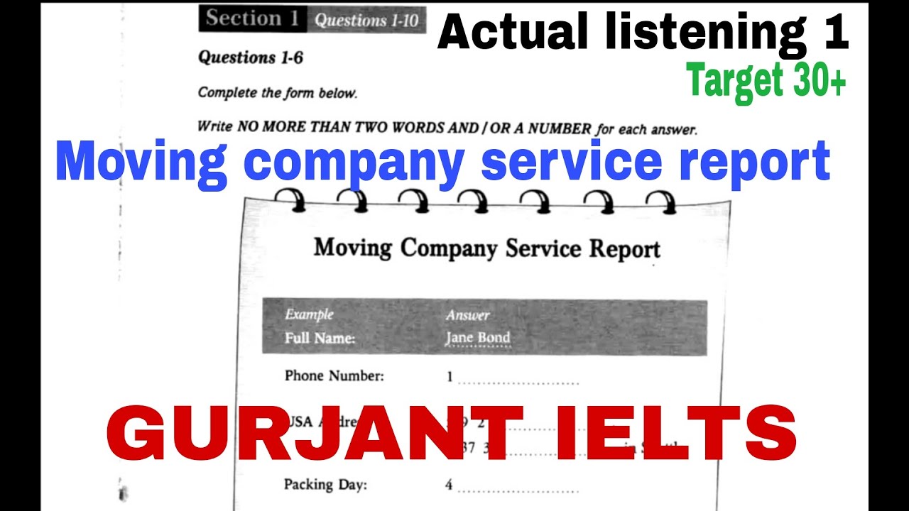 Moving company service report IELTS actual listening