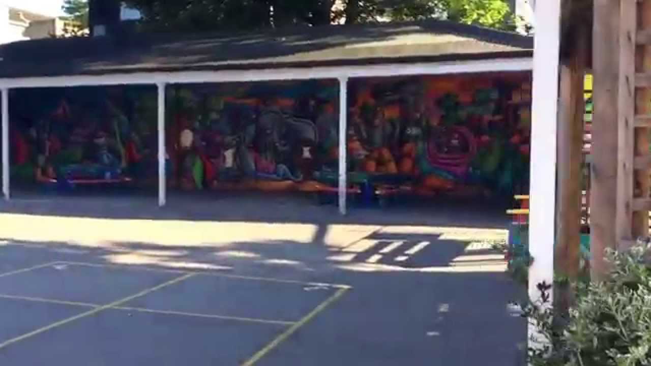 Bush Hill Park School. 250m2 mural project 2015 by Dylan Doodleman