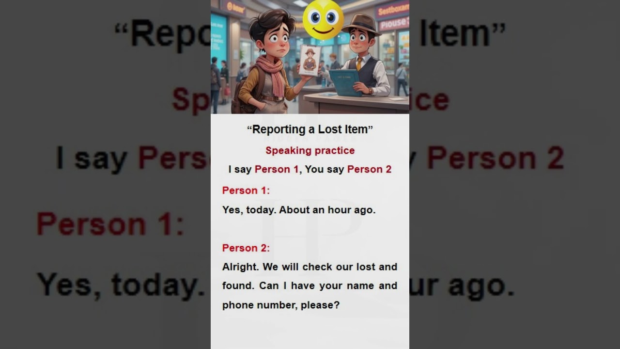 Reporting a Lost Item#shorts #english #englishmerl #englishreading #englishgrammar #education