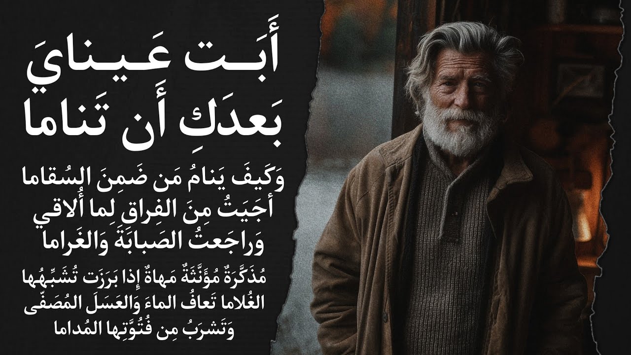 أبت عيناي بعدك ان تناما ( يوسف العجي ) وعدت الى العراق برغم انفي وفارقت الجزيرة والشاما 