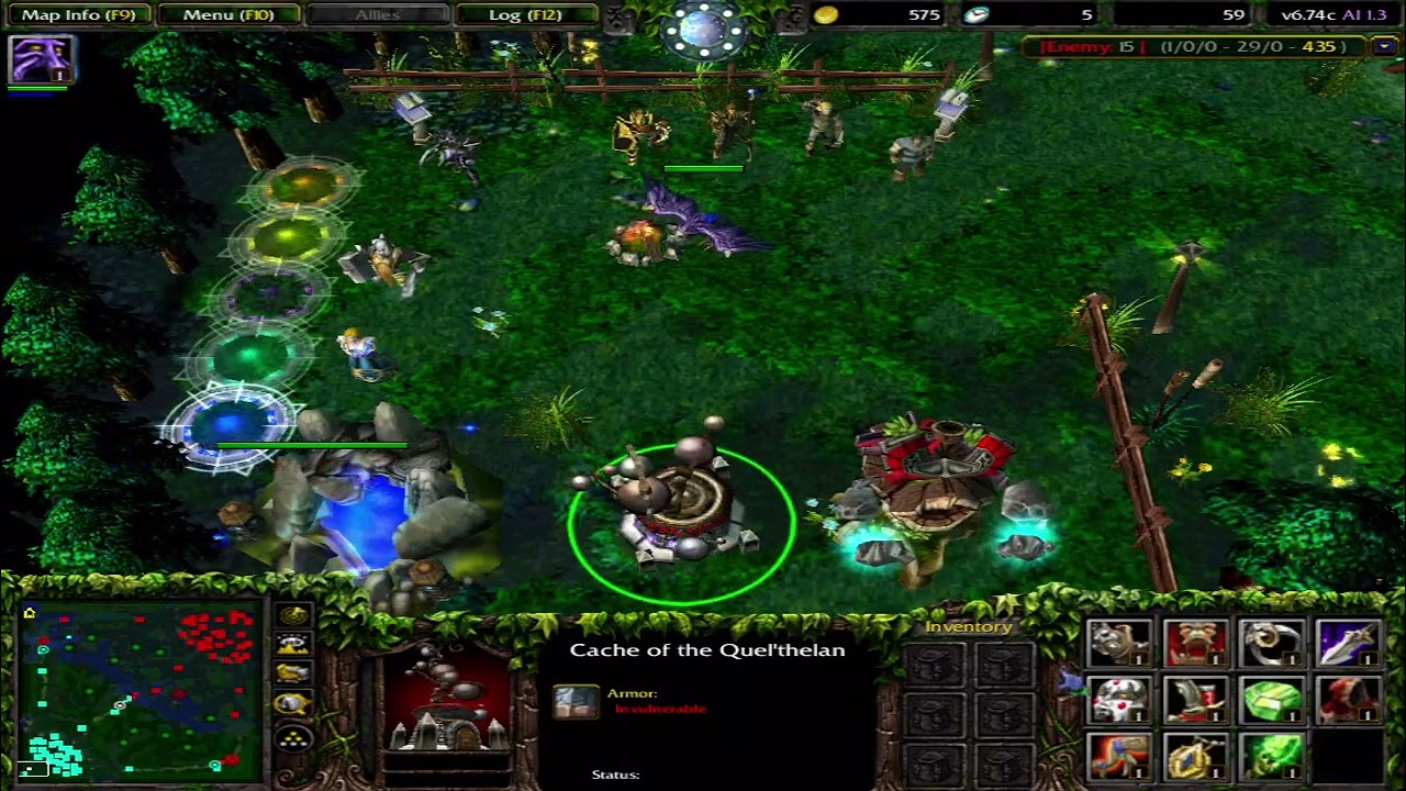Warcraft - Dota 3 против 5 ИИ Insane Computer