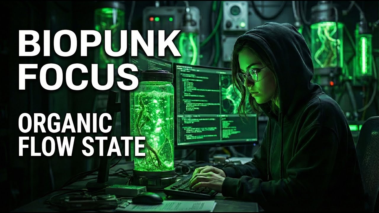 Biopunk Focus for Flow State | Organic Laboratory [Liquid Ambience + Green Noise] | Coding Music