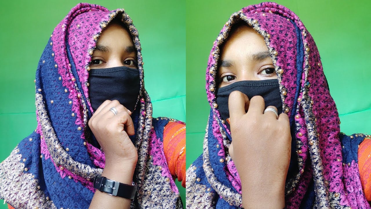 Simple Hijab Tutorial ❤️ | without inner cap with mask | Niqab tutorial