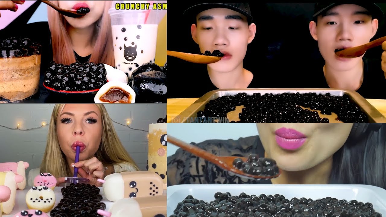 ASMR TAPIOCA, BOBA TEA COMPILATION 🎂 |  ASMR Compilation l LETS EAT WITH MUKBANGERS
