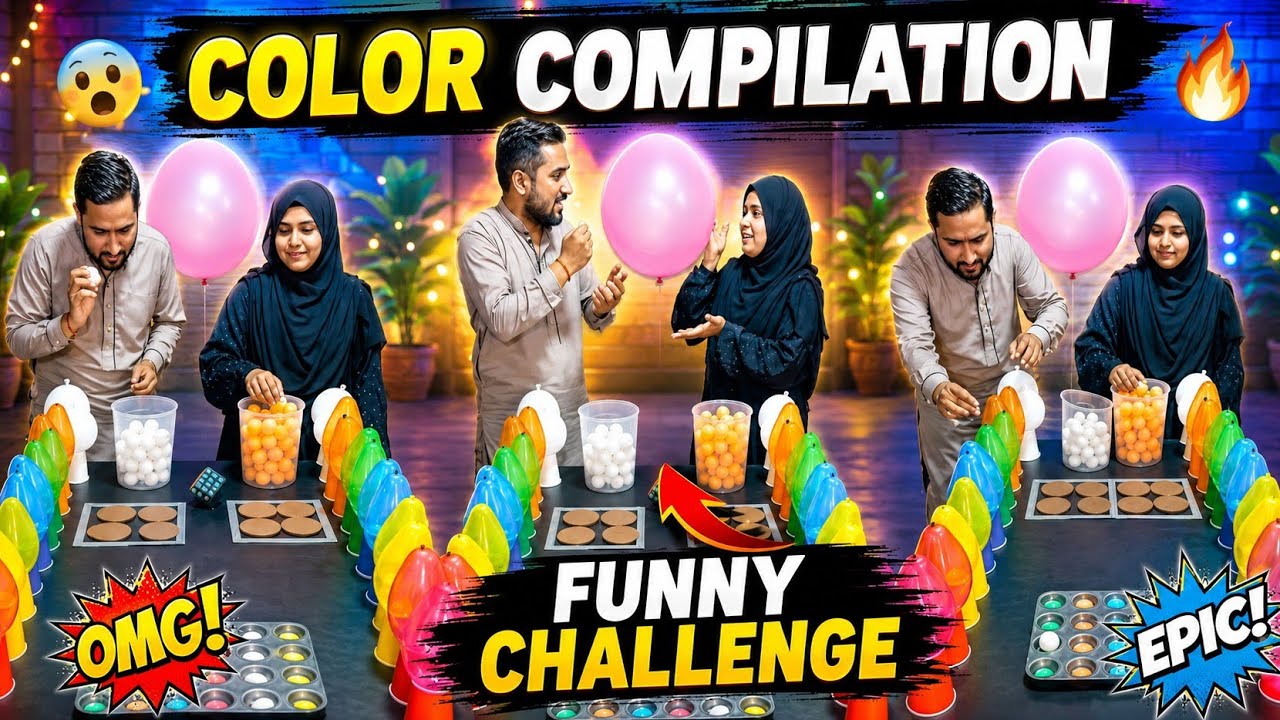 Pop The Balloon 🎈⏰! Color Balloon Challenge With Ping Pong Balls! Who Will Win Color Match Challenge
