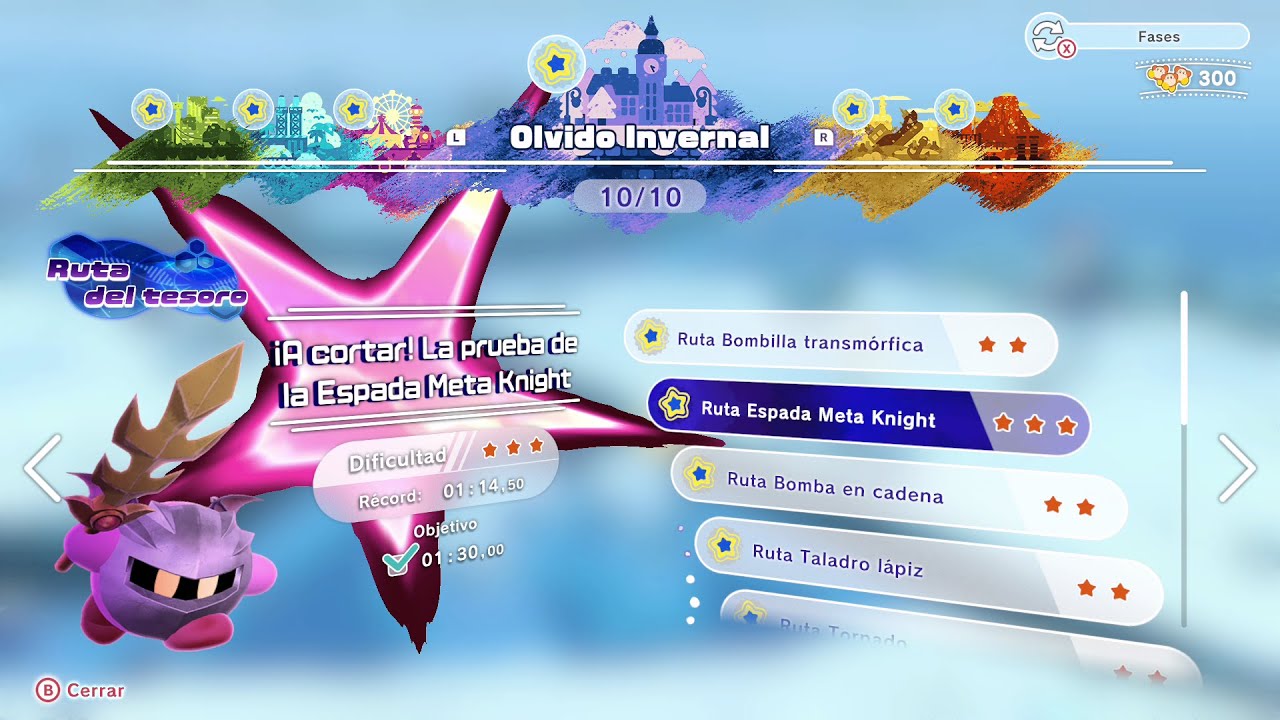 DESBLOQUEAR Y COMPLETAR 100% RUTAS DEL TESORO OLVIDO INVERNAL KIRBY Y LA TIERRA OLVIDADA