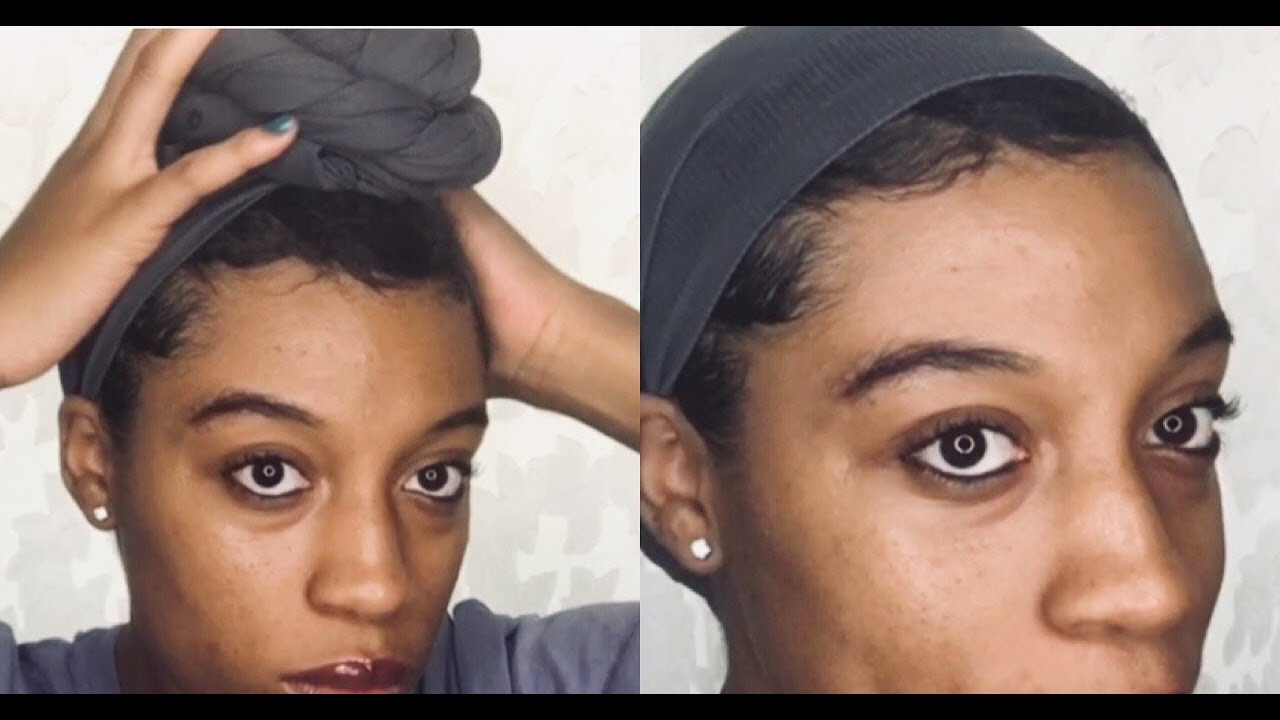 Edges laid + cute protective style w/ leggings as a head scarf