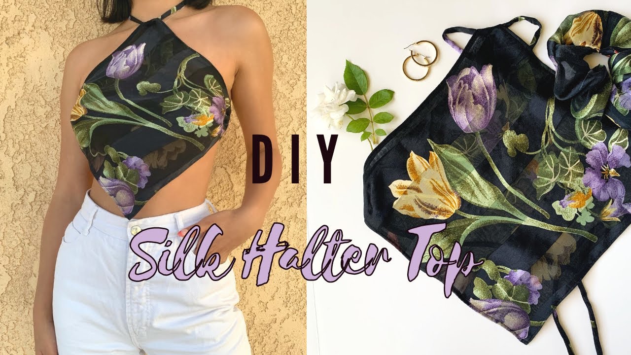DIY Silk Halter Top W/ Vintage Scarf