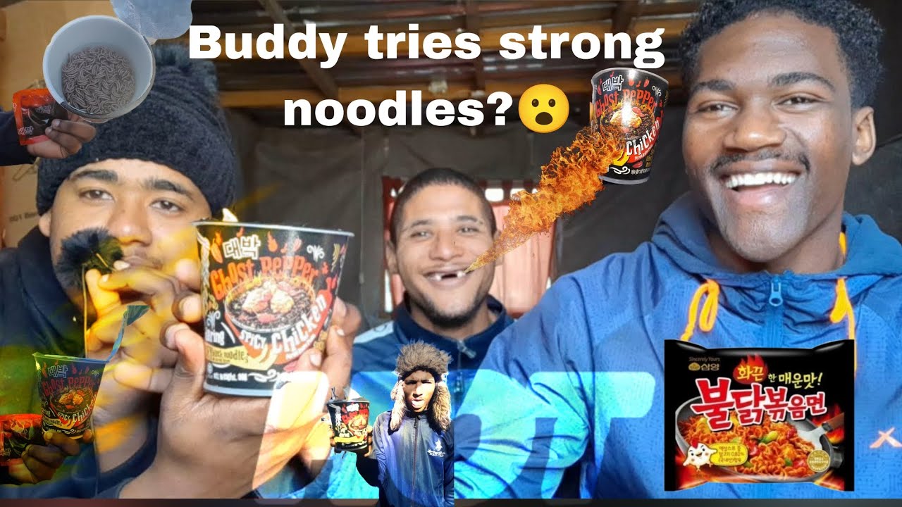 Buddy tries Ghost Pepper noodles?!!!!!!!this is a must watch!!!!!!!!!🤣🤣🤣