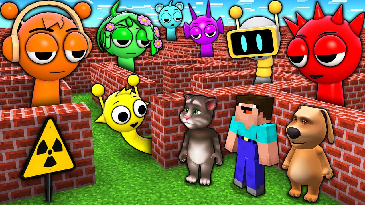 SURVIVAL MAZE of ALL SPRUNKI vs TV WOMAN and SPEAKER MAN and TV MAN TITAN in MINECRAFT animation