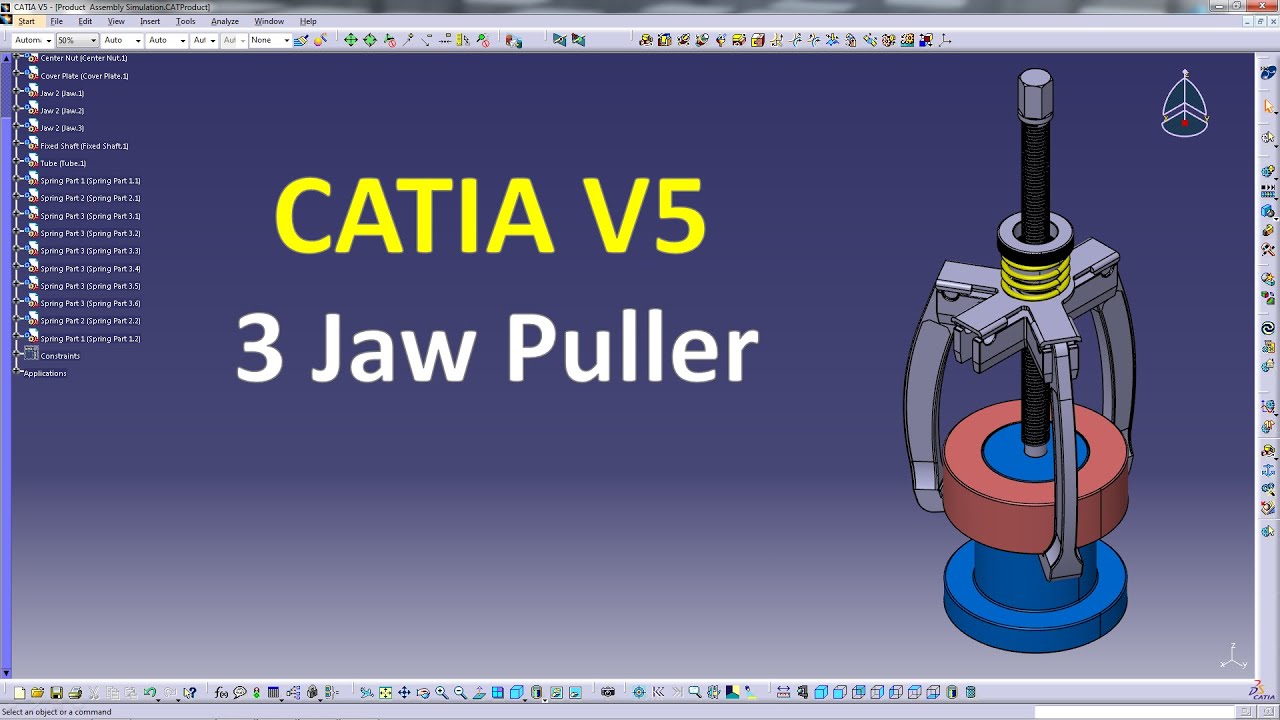 Catia V5 - 3 JAW PULLER SIMULATION