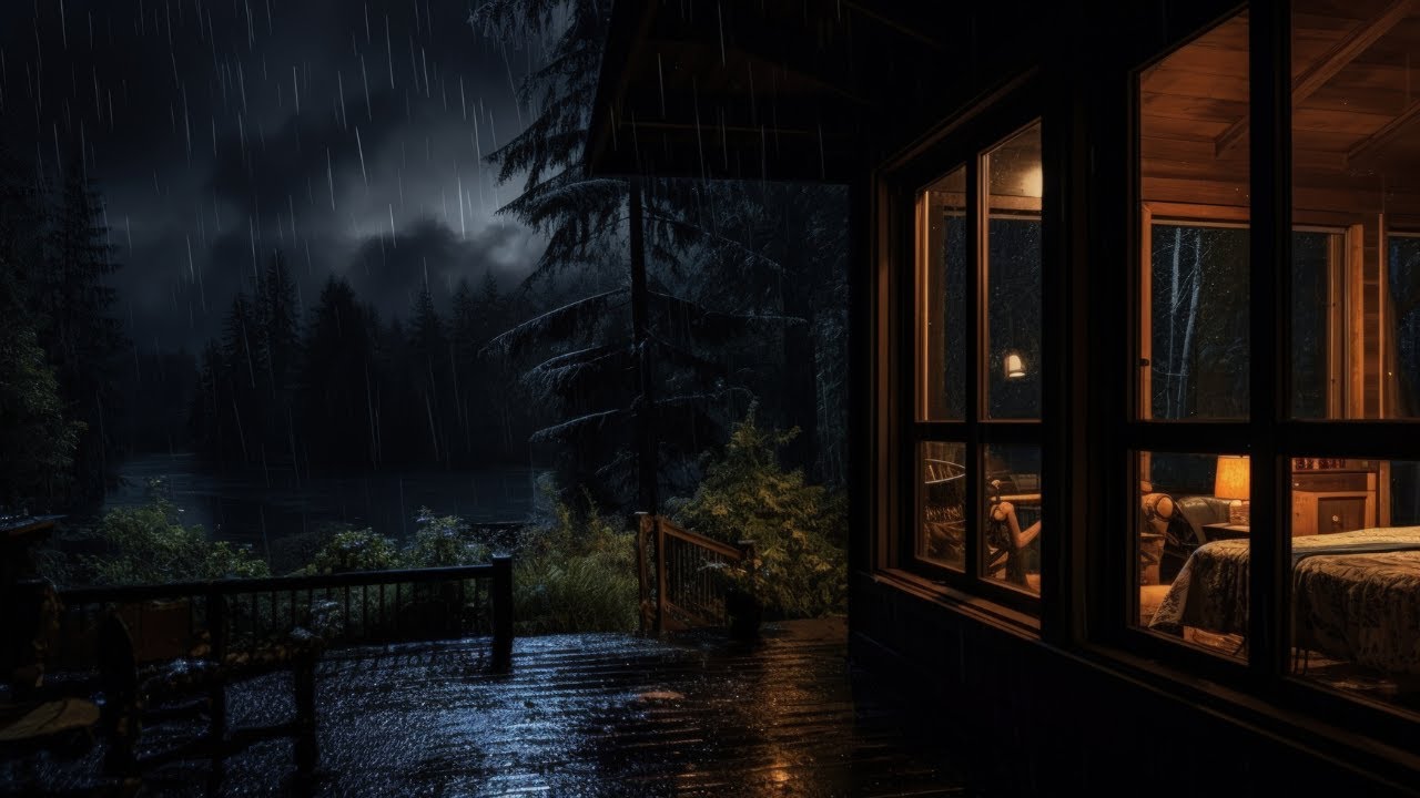 Rain Outside a Quiet Wooden Cabin 🌧  Piano for Deep Sleep, Insomnia
