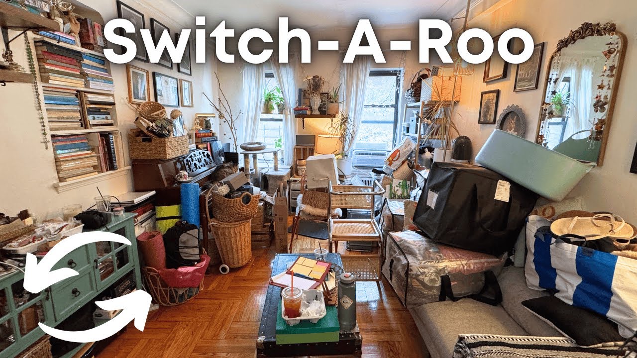 SWITCHING her living & bedroom to MAXIMIZE HER SPACE 🌇🇺🇸 NEW YORK CITY APARTMENT DECLUTTER ep. 06