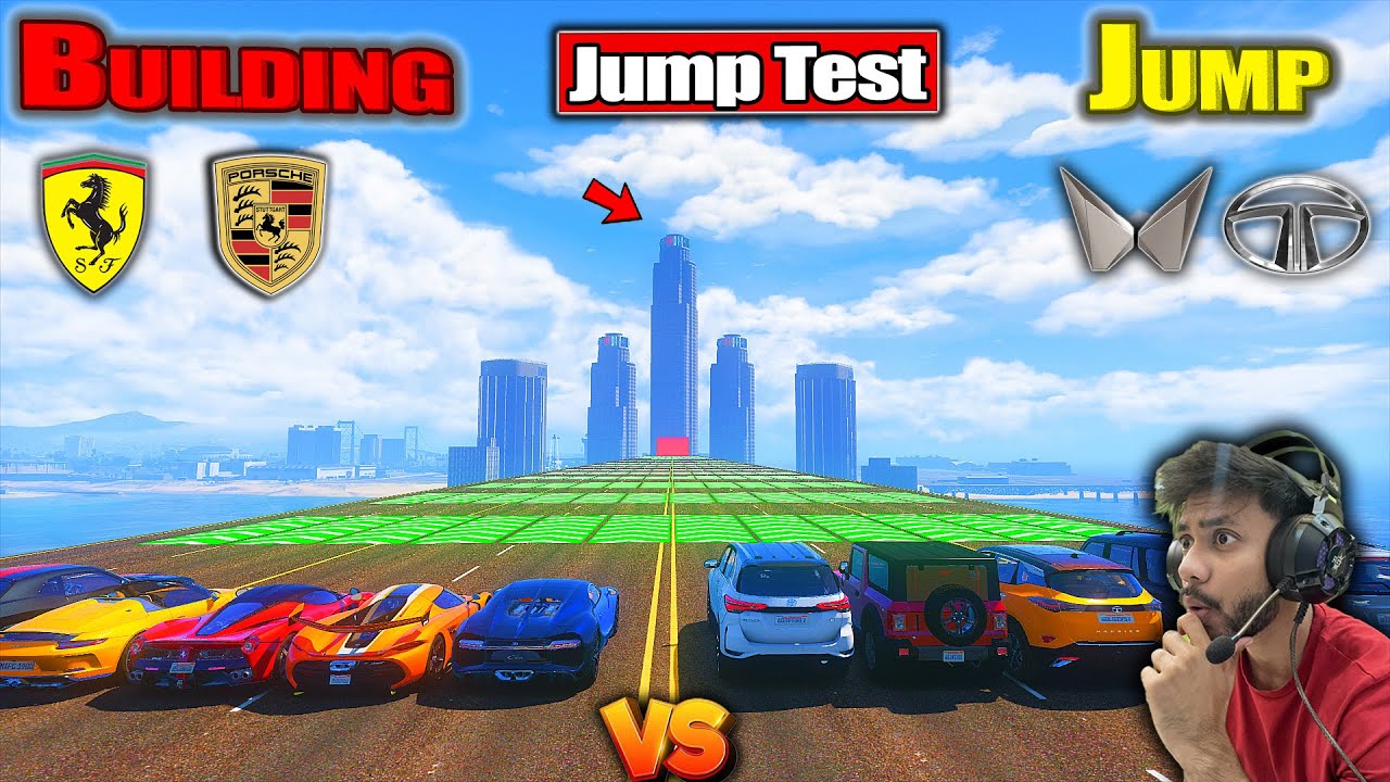 Powerful Indian 💪Suv Cars Vs Super cars🚀 Building Jump Challenge ☁️ GTA 5