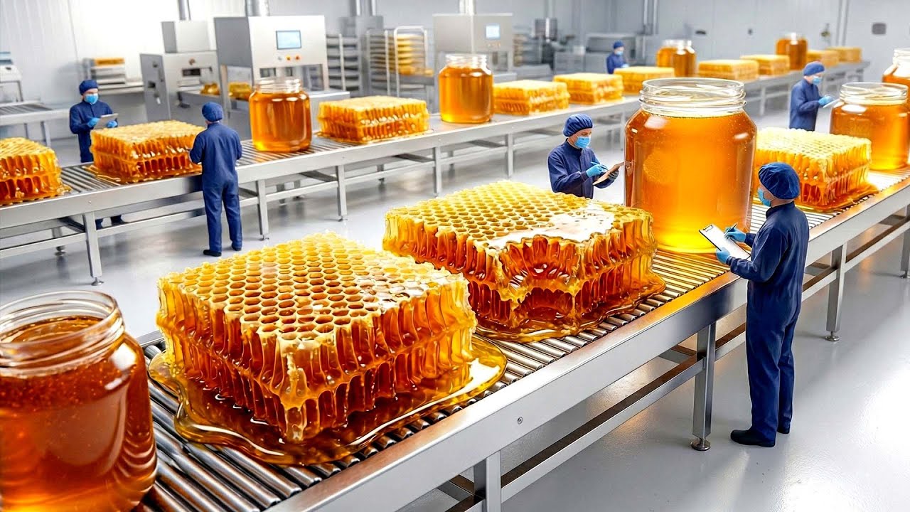 How It's Made Pure Honey! Inside A Honey Processing Factory Extracting Liquid Gold From 1,000 Hives