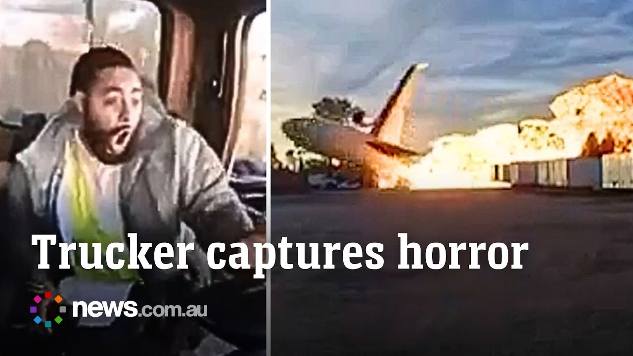 UPS plane explodes in front of stunned trucker