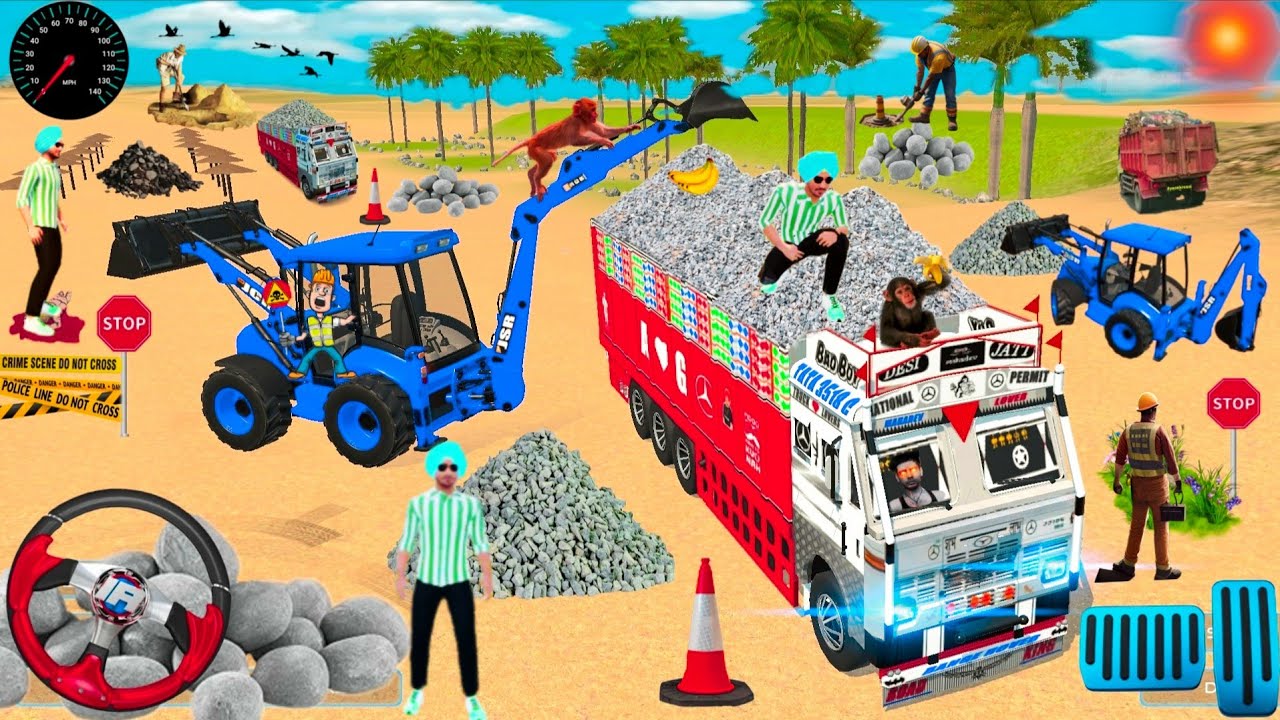 🔴Drive JCB and Uploading 🪨🏗Stone From Dumper🌋 Truck in Game #truck #jcb #tractor #dumper #games 0227