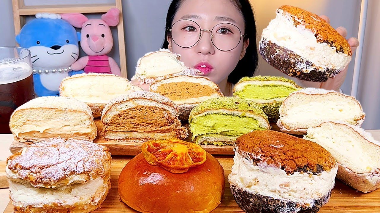 나도 드디어 아베베 베이커리🍊 크림도넛 크림빵 디저트 먹방 Dessert Mukbang