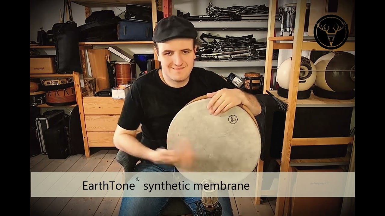 Max Gerwien improvising lapstyle framedrum with EarthTone synthetic drum head alternative skin