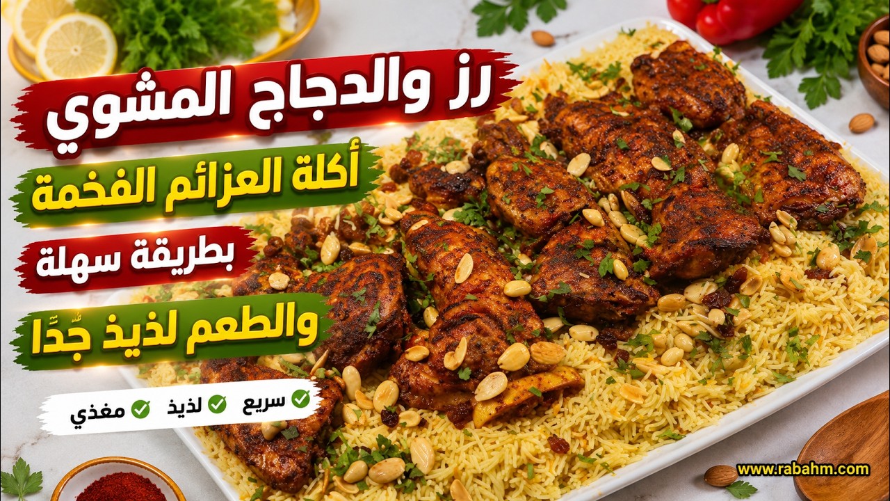 Рис и курица-гриль رز والدجاج المشوي أكلة العزائم الفخمة بطريقة سهلة والطعم لذيذ جداً