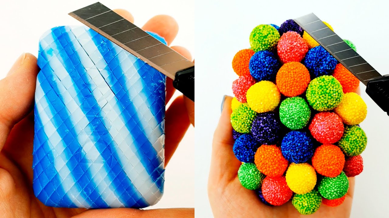 Soap Carving ASMR/ Squishy Foam Balls and Soap Cubes /Relaxing Soap  Sounds ASMR (no talking) / P098